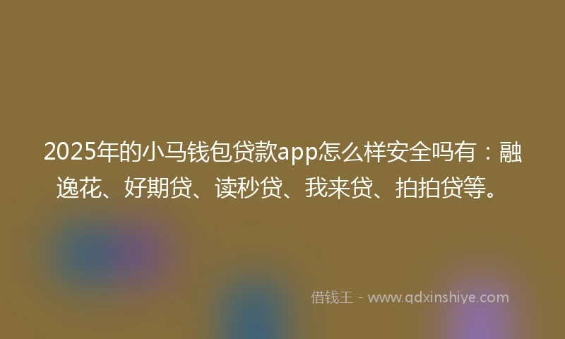 2025年的小马钱包贷款app怎么样安全吗有：融逸花、好期贷、读秒贷、我来贷、拍拍贷等。
