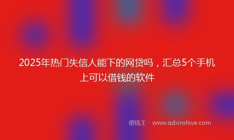 2025年热门失信人能下的网贷吗，汇总5个手机上可以借钱的软件