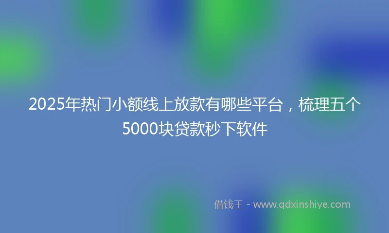 2025年热门小额线上放款有哪些平台，梳理五个5000块贷款秒下软件