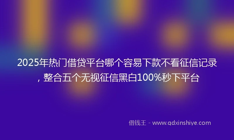2025年热门借贷平台哪个容易下款不看征信记录，整合五个无视征信黑白100%秒下平台