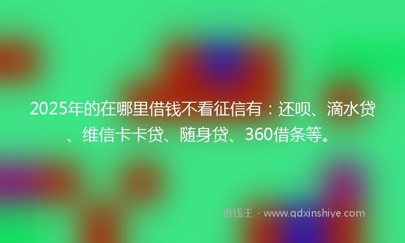 2025年的在哪里借钱不看征信有：还呗、滴水贷、维信卡卡贷、随身贷、360借条等。