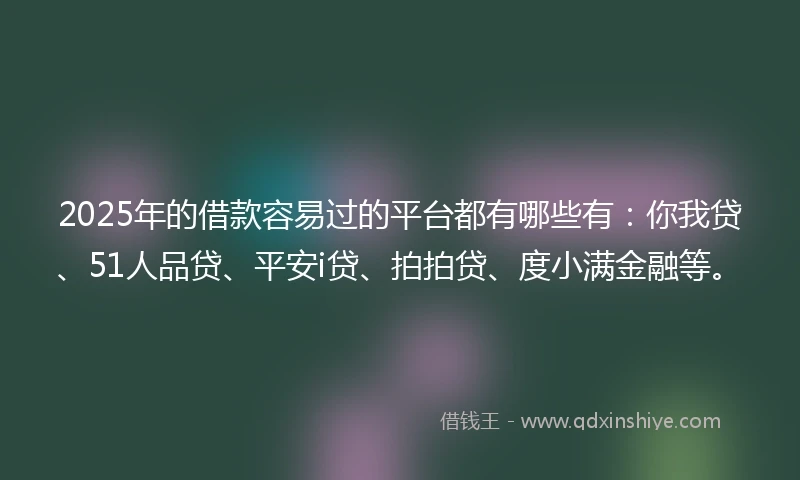 2025年的借款容易过的平台都有哪些有：你我贷、51人品贷、平安i贷、拍拍贷、度小满金融等。