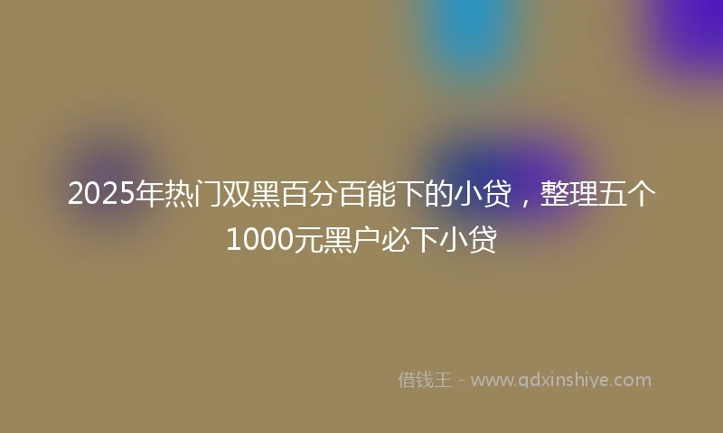 2025年热门双黑百分百能下的小贷，整理五个1000元黑户必下小贷