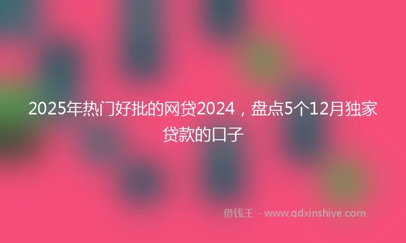 2025年热门好批的网贷2024，盘点5个12月独家贷款的口子