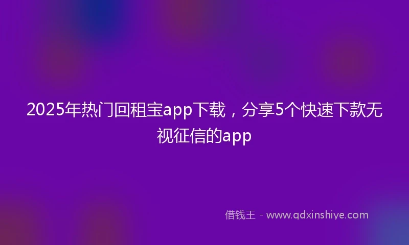 2025年热门回租宝app下载，分享5个快速下款无视征信的app