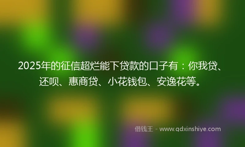 2025年的征信超烂能下贷款的口子有：你我贷、还呗、惠商贷、小花钱包、安逸花等。