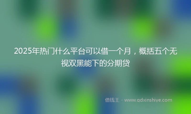 2025年热门什么平台可以借一个月，概括五个无视双黑能下的分期贷