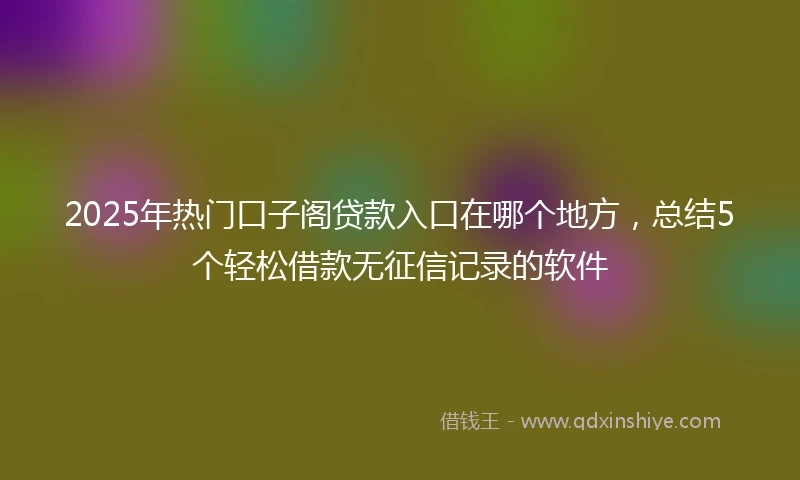 2025年热门口子阁贷款入口在哪个地方，总结5个轻松借款无征信记录的软件