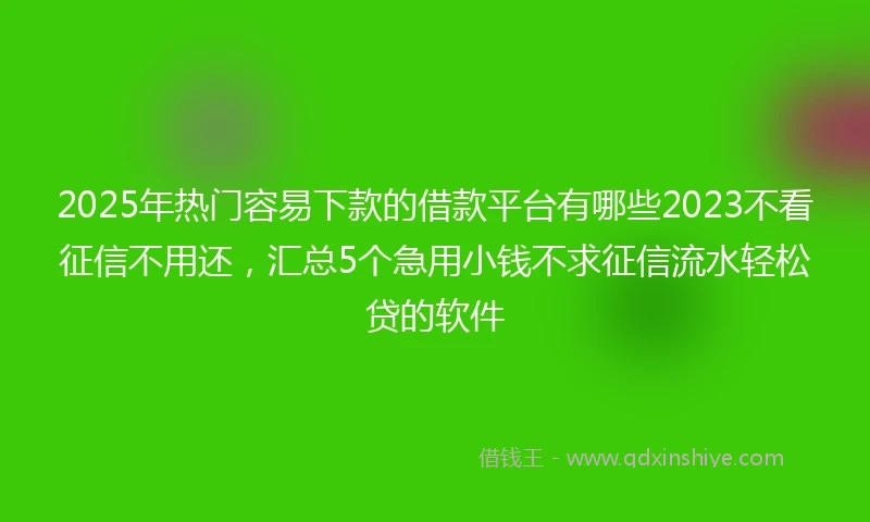 2025年热门容易下款的借款平台有哪些2023不看征信不用还，汇总5个急用小钱不求征信流水轻松贷的软件