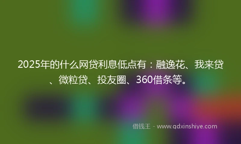 2025年的什么网贷利息低点有：融逸花、我来贷、微粒贷、投友圈、360借条等。
