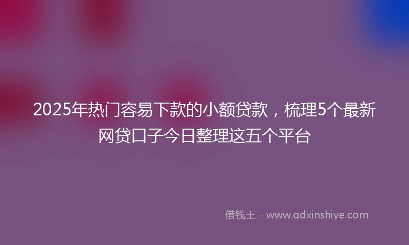 2025年热门容易下款的小额贷款，梳理5个最新网贷口子今日整理这五个平台