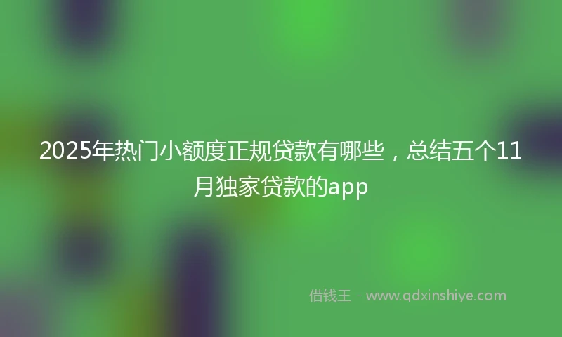 2025年热门小额度正规贷款有哪些，总结五个11月独家贷款的app
