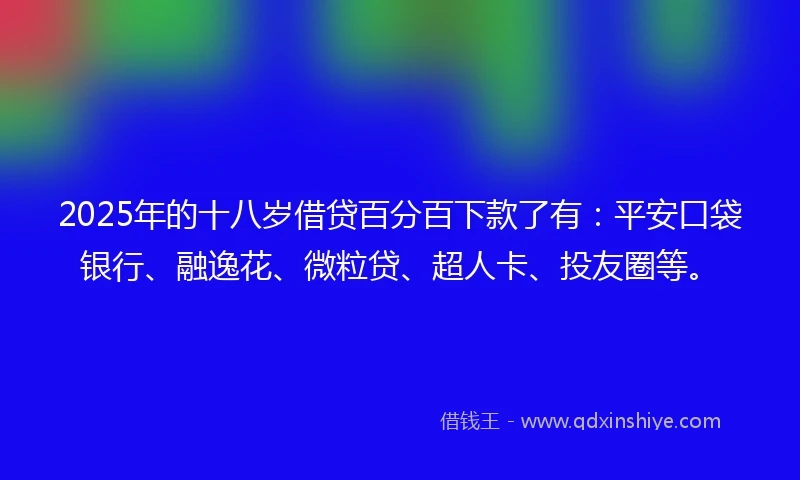 2025年的十八岁借贷百分百下款了有：平安口袋银行、融逸花、微粒贷、超人卡、投友圈等。