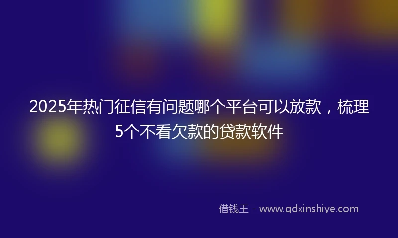 2025年热门征信有问题哪个平台可以放款，梳理5个不看欠款的贷款软件