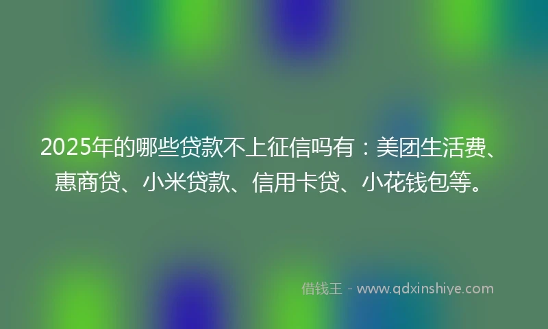 2025年的哪些贷款不上征信吗有：美团生活费、惠商贷、小米贷款、信用卡贷、小花钱包等。