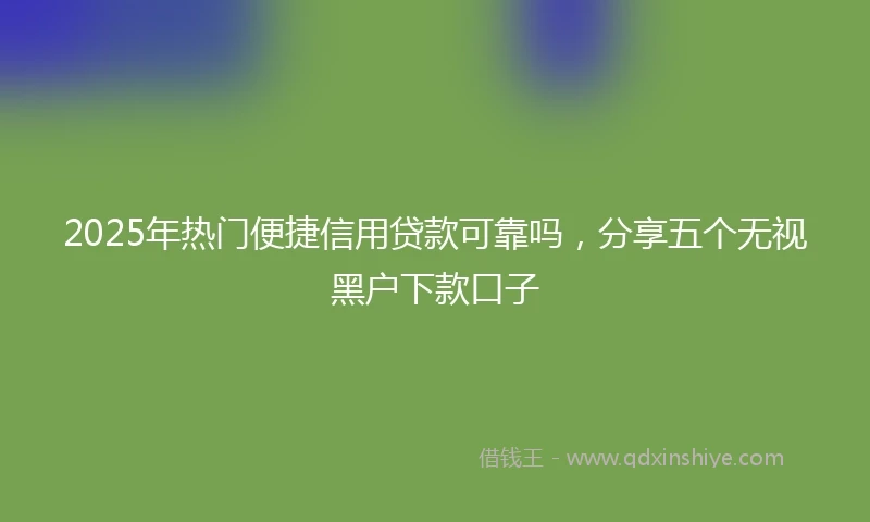 2025年热门便捷信用贷款可靠吗，分享五个无视黑户下款口子