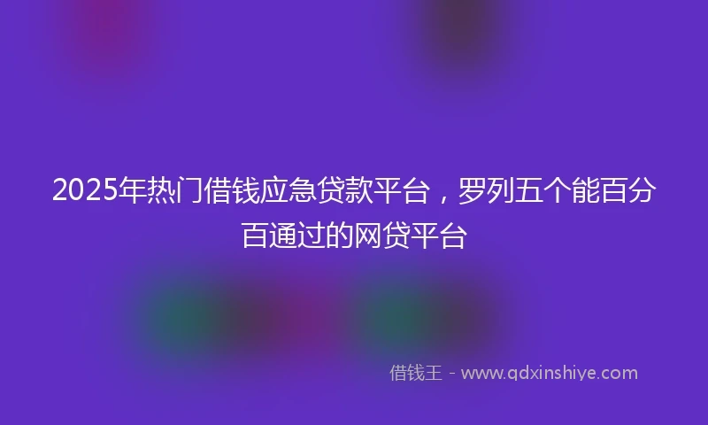 2025年热门借钱应急贷款平台，罗列五个能百分百通过的网贷平台