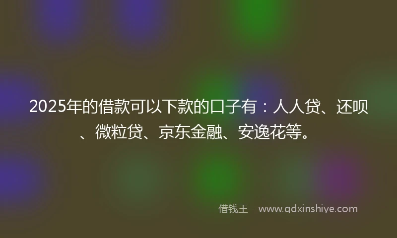 2025年的借款可以下款的口子有：人人贷、还呗、微粒贷、京东金融、安逸花等。