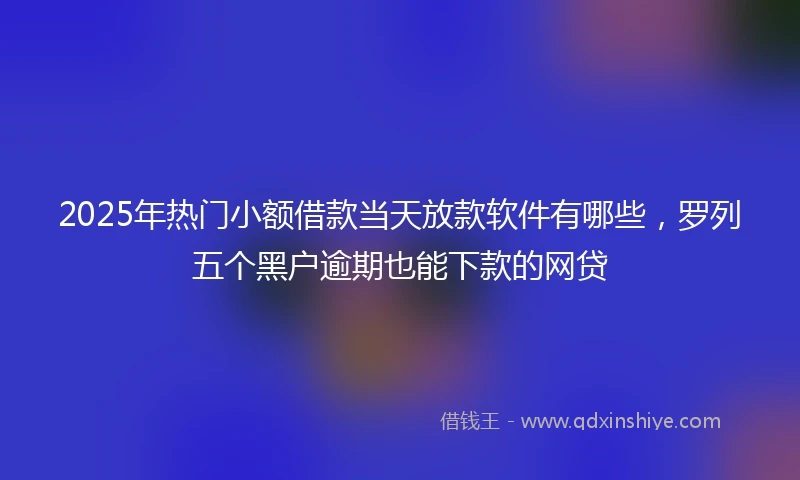 2025年热门小额借款当天放款软件有哪些，罗列五个黑户逾期也能下款的网贷