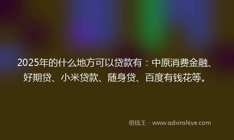 2025年的什么地方可以贷款有：中原消费金融、好期贷、小米贷款、随身贷、百度有钱花等。