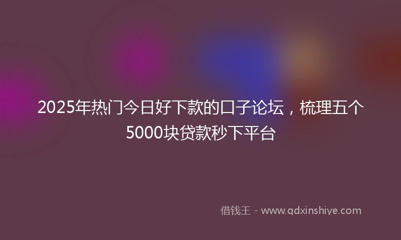 2025年热门今日好下款的口子论坛，梳理五个5000块贷款秒下平台