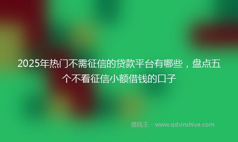 2025年热门不需征信的贷款平台有哪些，盘点五个不看征信小额借钱的口子