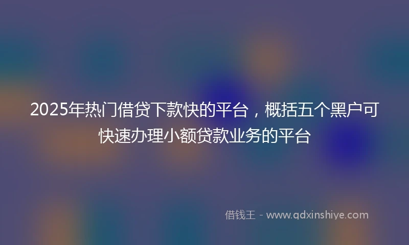 2025年热门借贷下款快的平台，概括五个黑户可快速办理小额贷款业务的平台