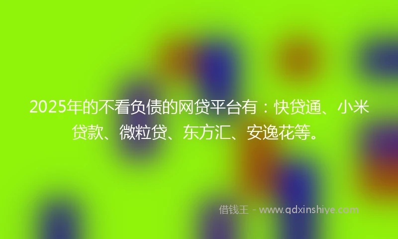 2025年的不看负债的网贷平台有：快贷通、小米贷款、微粒贷、东方汇、安逸花等。