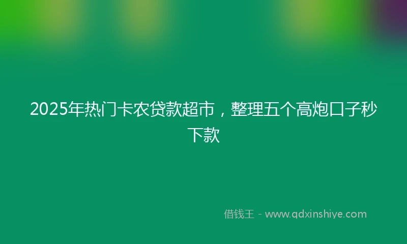 2025年热门卡农贷款超市，整理五个高炮口子秒下款