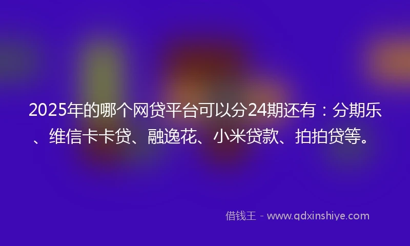 2025年的哪个网贷平台可以分24期还有：分期乐、维信卡卡贷、融逸花、小米贷款、拍拍贷等。