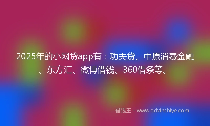 2025年的小网贷app有：功夫贷、中原消费金融、东方汇、微博借钱、360借条等。