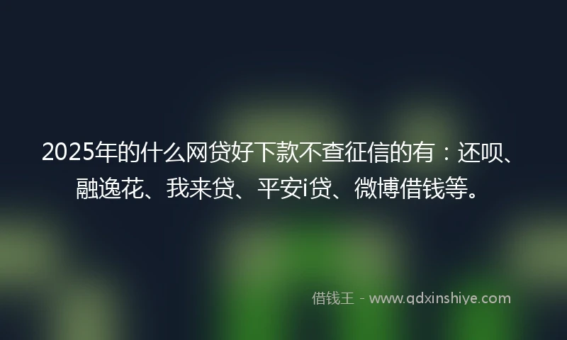 2025年的什么网贷好下款不查征信的有：还呗、融逸花、我来贷、平安i贷、微博借钱等。