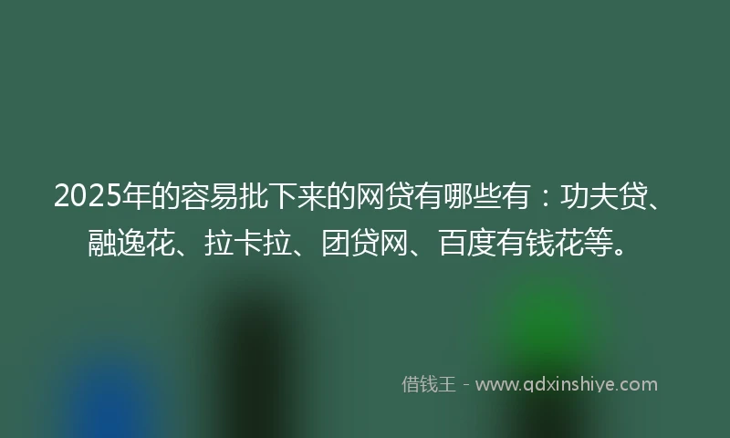 2025年的容易批下来的网贷有哪些有：功夫贷、融逸花、拉卡拉、团贷网、百度有钱花等。