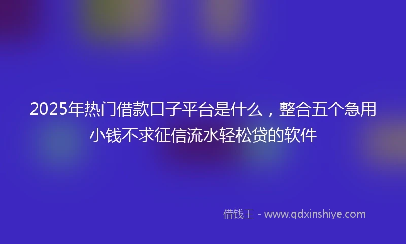 2025年热门借款口子平台是什么，整合五个急用小钱不求征信流水轻松贷的软件