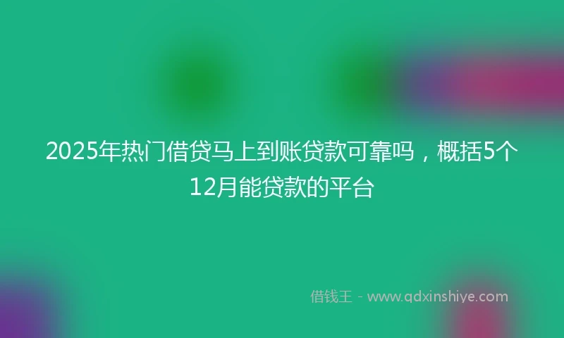 2025年热门借贷马上到账贷款可靠吗，概括5个12月能贷款的平台