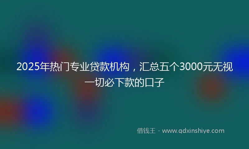 2025年热门专业贷款机构，汇总五个3000元无视一切必下款的口子