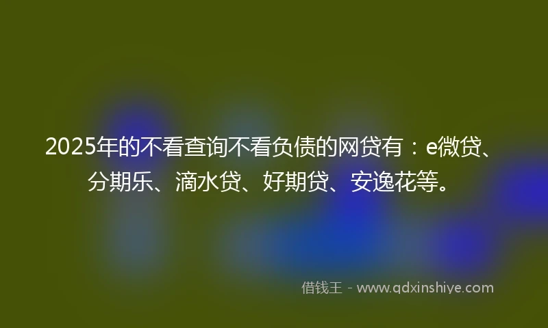 2025年的不看查询不看负债的网贷有：e微贷、分期乐、滴水贷、好期贷、安逸花等。