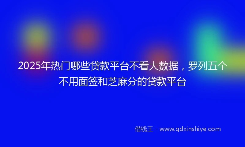 2025年热门哪些贷款平台不看大数据，罗列五个不用面签和芝麻分的贷款平台