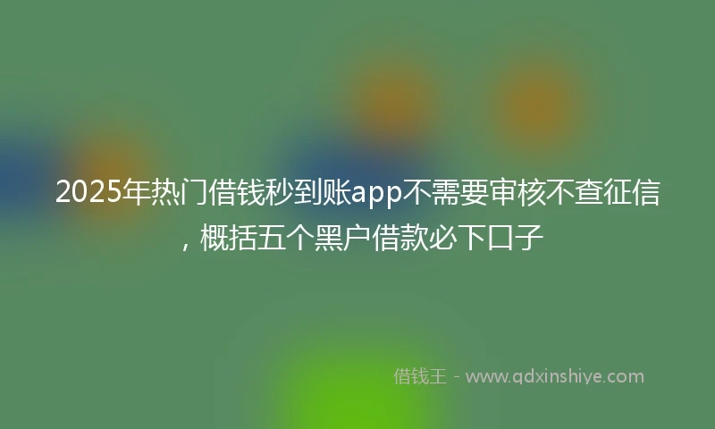 2025年热门借钱秒到账app不需要审核不查征信，概括五个黑户借款必下口子