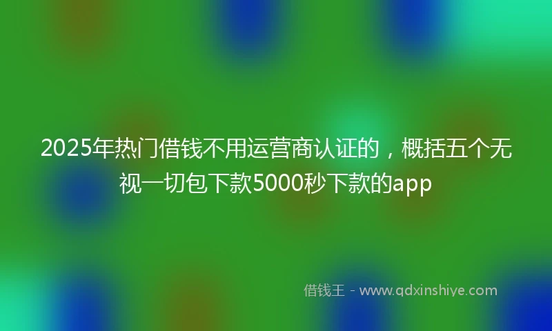 2025年热门借钱不用运营商认证的，概括五个无视一切包下款5000秒下款的app