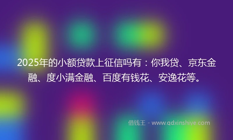 2025年的小额贷款上征信吗有：你我贷、京东金融、度小满金融、百度有钱花、安逸花等。