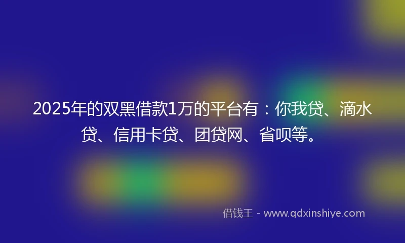 2025年的双黑借款1万的平台有：你我贷、滴水贷、信用卡贷、团贷网、省呗等。