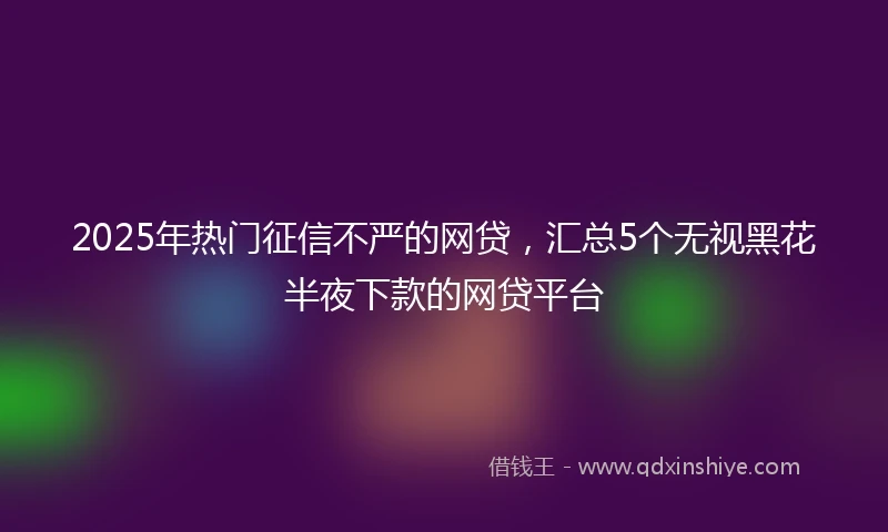 2025年热门征信不严的网贷，汇总5个无视黑花半夜下款的网贷平台