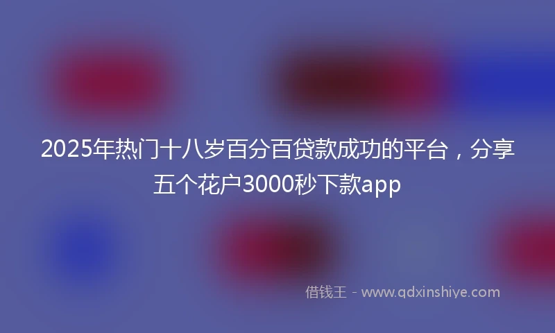 2025年热门十八岁百分百贷款成功的平台，分享五个花户3000秒下款app
