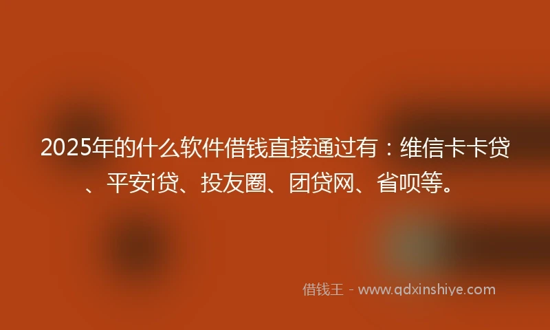 2025年的什么软件借钱直接通过有：维信卡卡贷、平安i贷、投友圈、团贷网、省呗等。