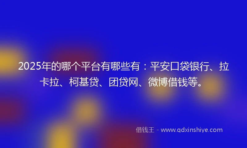 2025年的哪个平台有哪些有：平安口袋银行、拉卡拉、柯基贷、团贷网、微博借钱等。