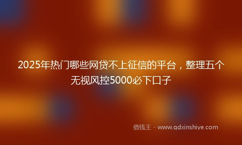 2025年热门哪些网贷不上征信的平台，整理五个无视风控5000必下口子