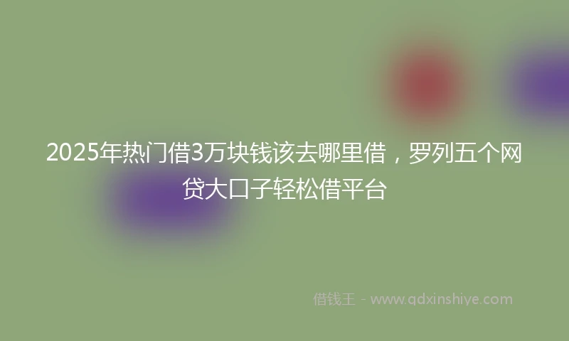 2025年热门借3万块钱该去哪里借，罗列五个网贷大口子轻松借平台