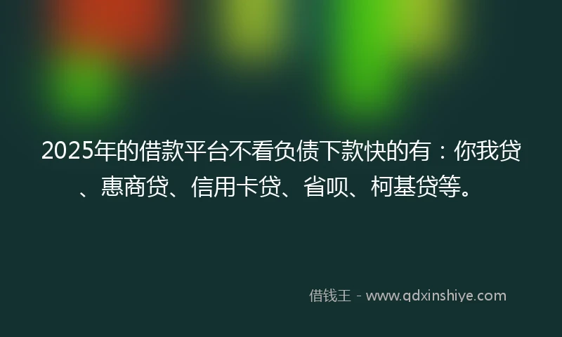 2025年的借款平台不看负债下款快的有：你我贷、惠商贷、信用卡贷、省呗、柯基贷等。