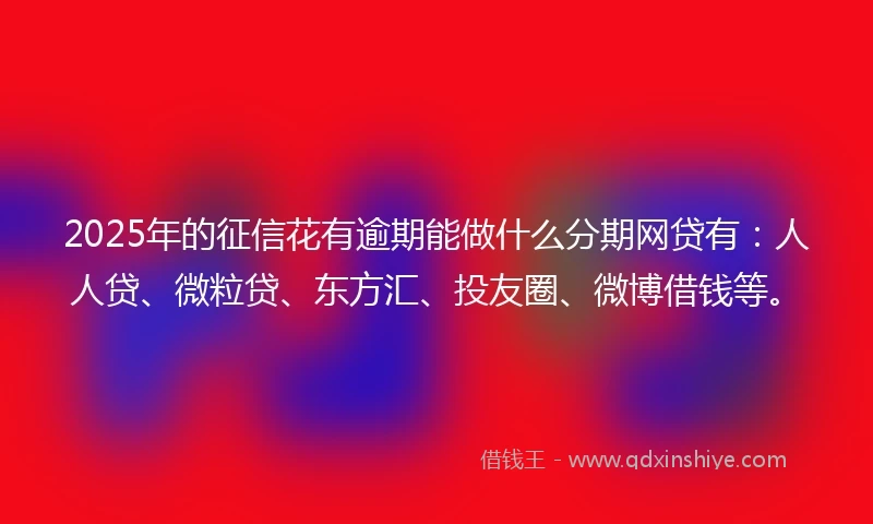 2025年的征信花有逾期能做什么分期网贷有：人人贷、微粒贷、东方汇、投友圈、微博借钱等。